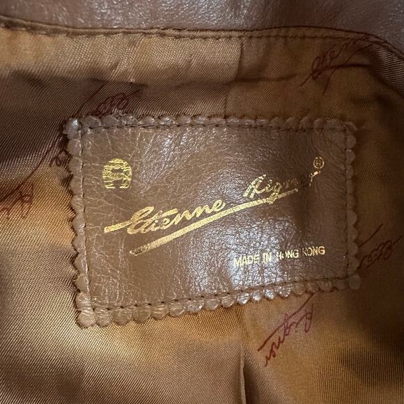 Vintage 90s Etienne Aigner Tan Leather Jacket M - Picture 5 of 5